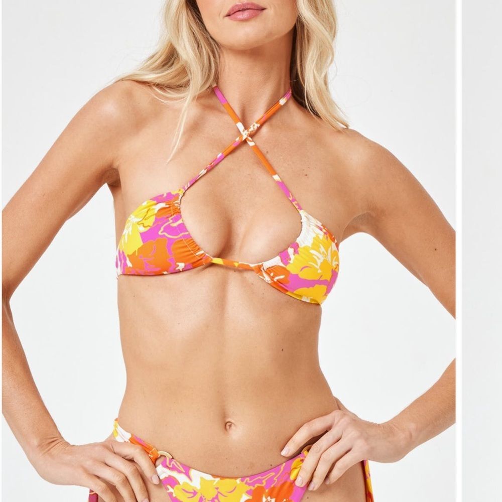 L*SPACE Brielle Floral Bikini Top Women’s Size Large
